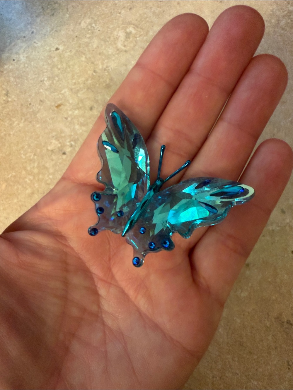 Teal Crystal Butterfly Brooch